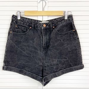 Mango High Waisted Cuff Black Jean Shorts Size 8